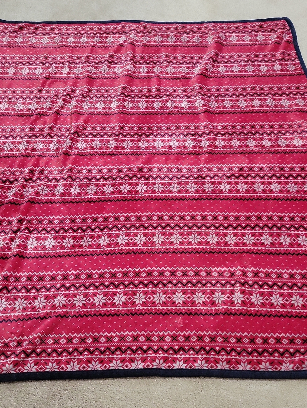 Members Mark Plush Throw Blanket Red Fair Isle ~65x55"